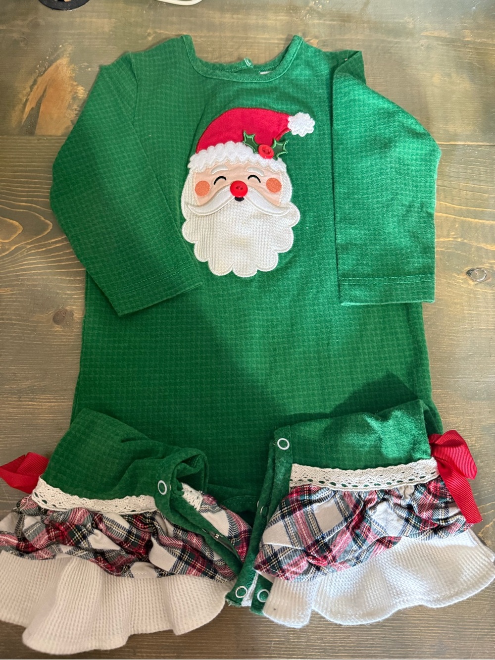 Ricrac and Ruffles Santa Romper size 24 M